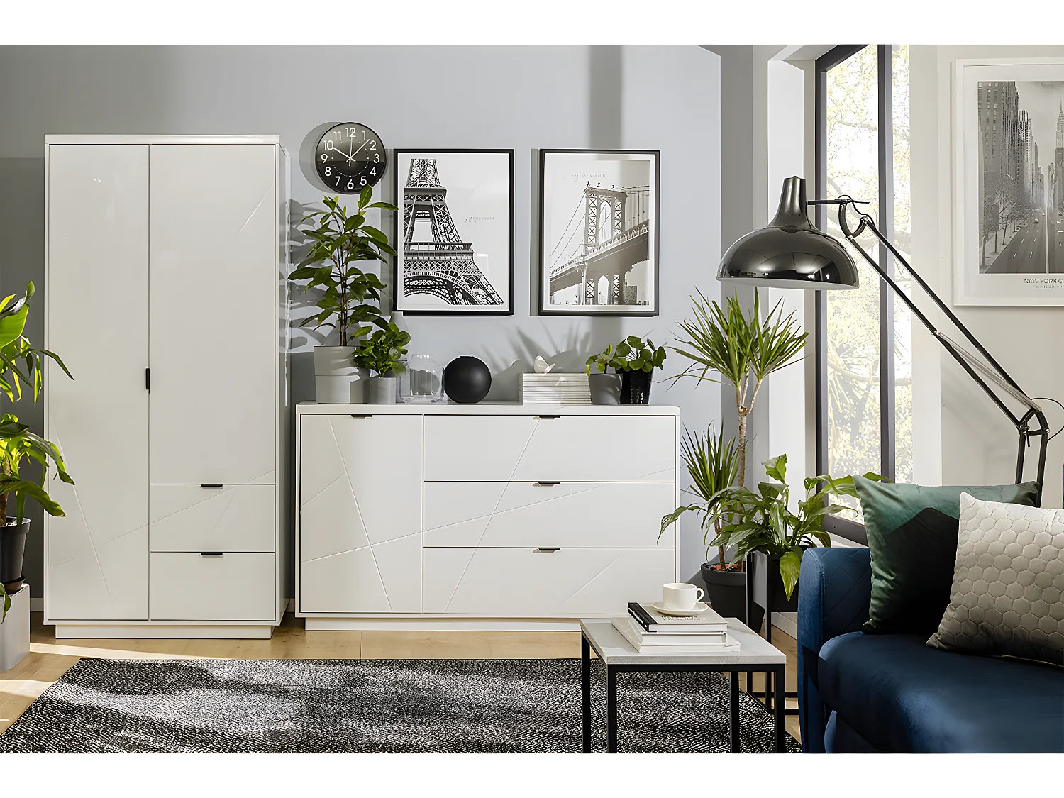 Buffet 3 tiroirs 1 porte Sven Blanc