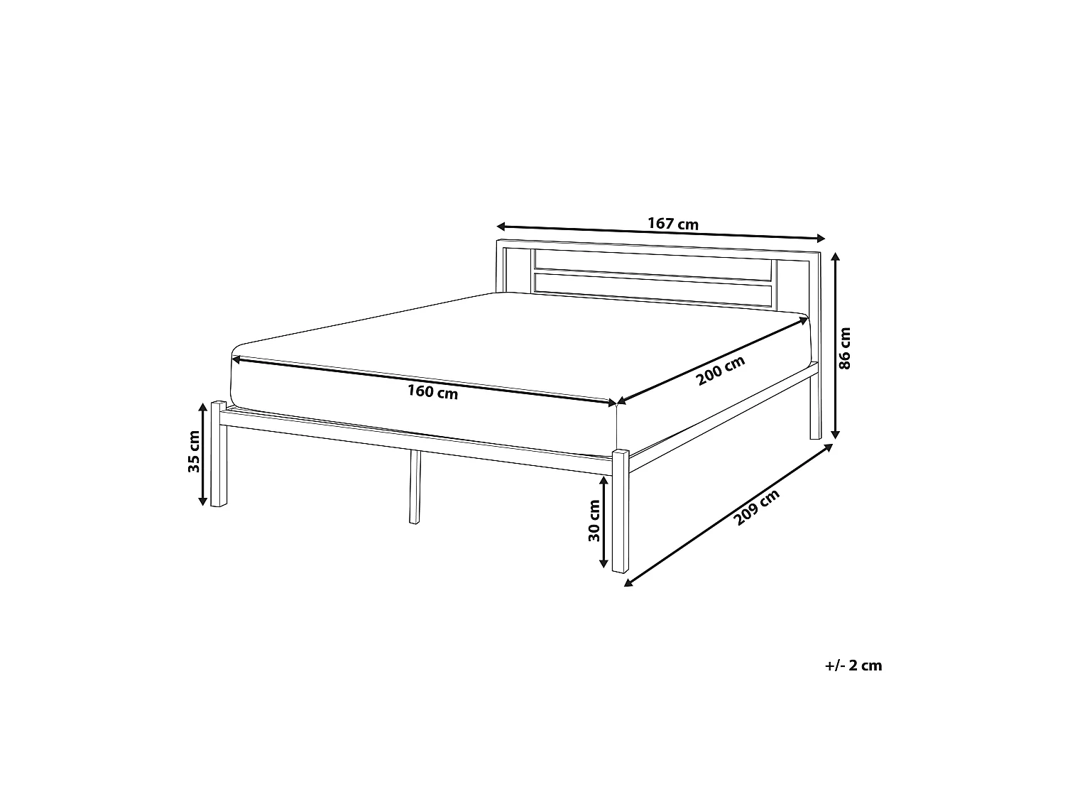 Schickes Metallbett elegantes Kopfteil Lattenrost 160x200 cm Cusset