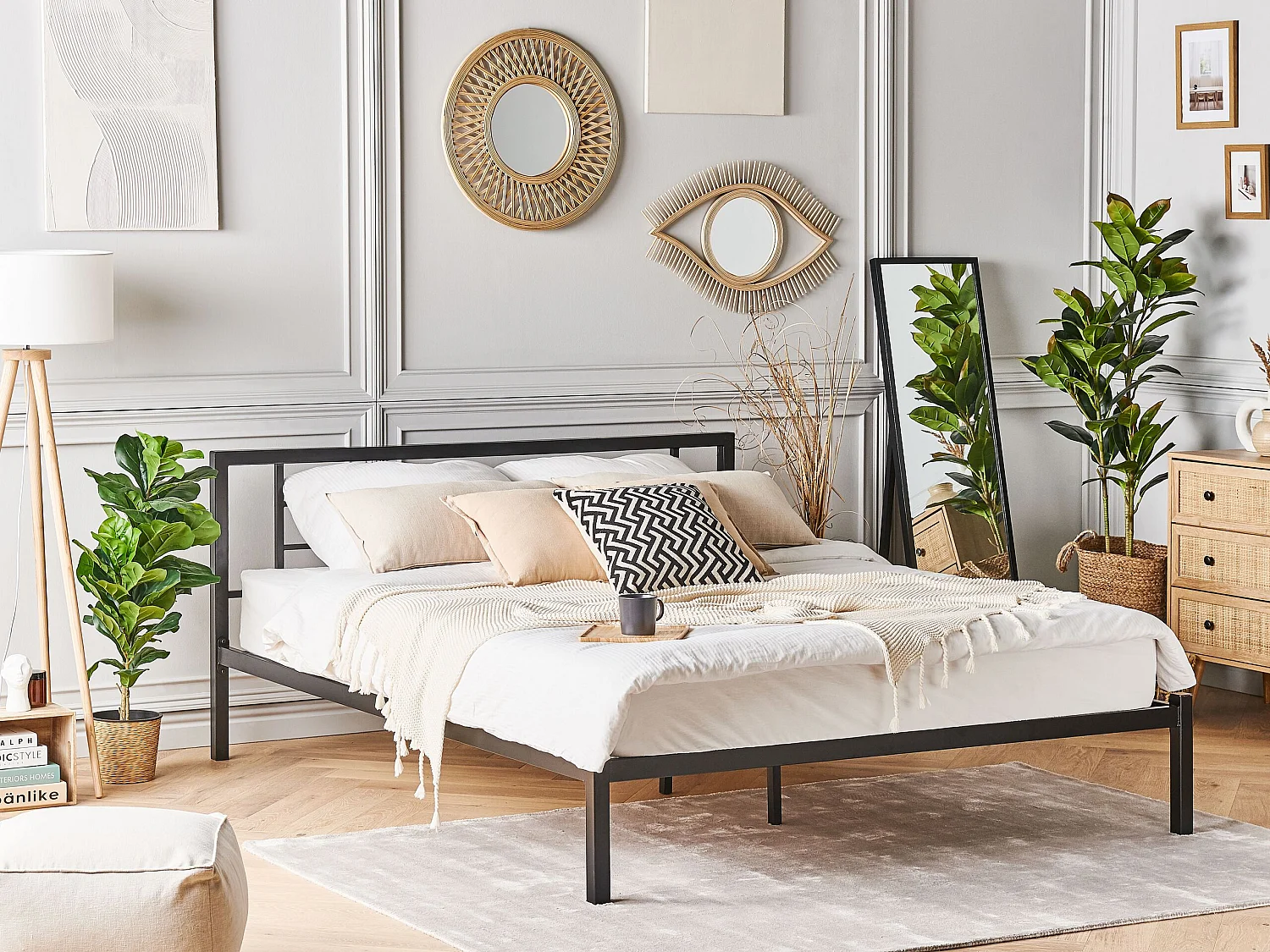 Lit avec sommier Métal CUSSET 160 x 200 cm Noir