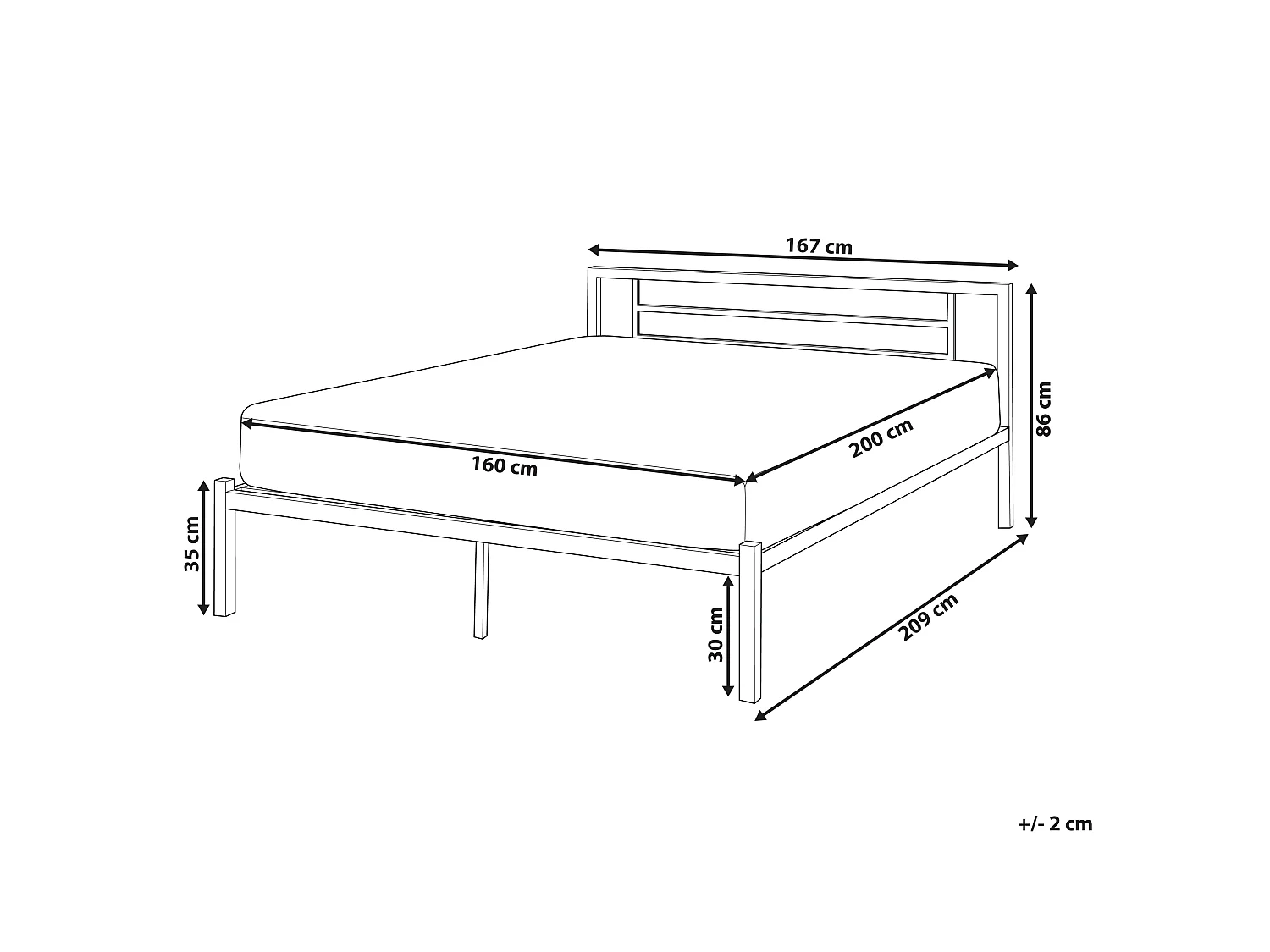 Lit avec sommier Métal CUSSET 160 x 200 cm Noir