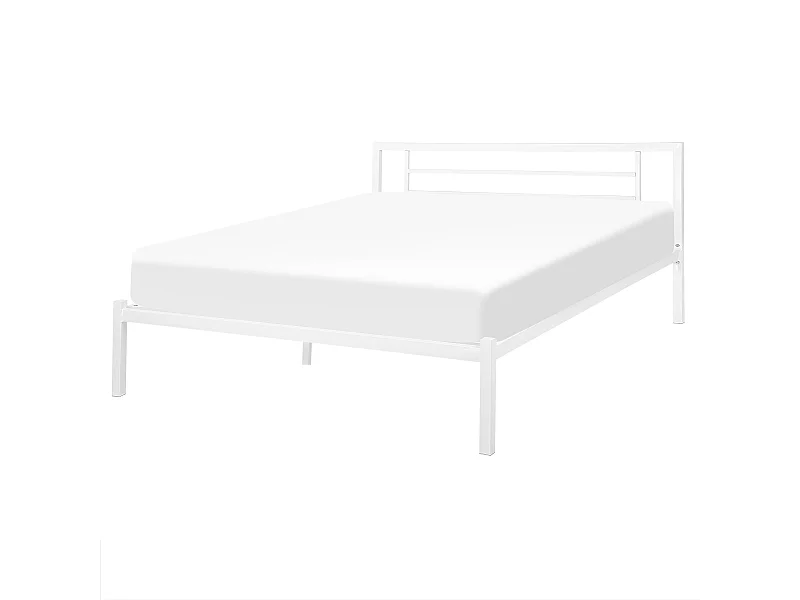 Modernes Metallbett weiß elegantes Kopfteil Lattenrost 160x200 cm Cusset