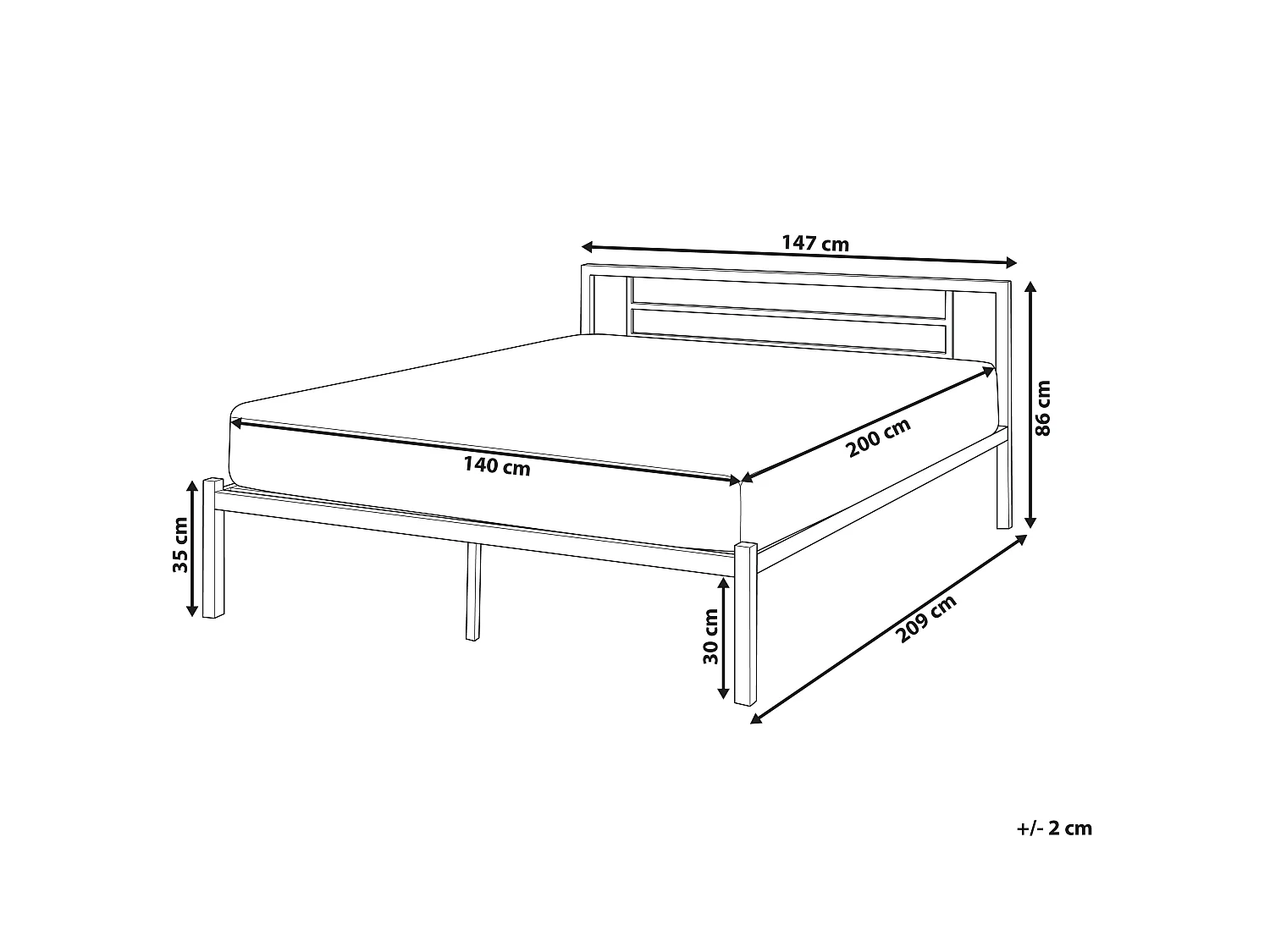 Letto Metallo CUSSET 140 x 200 cm Bianco