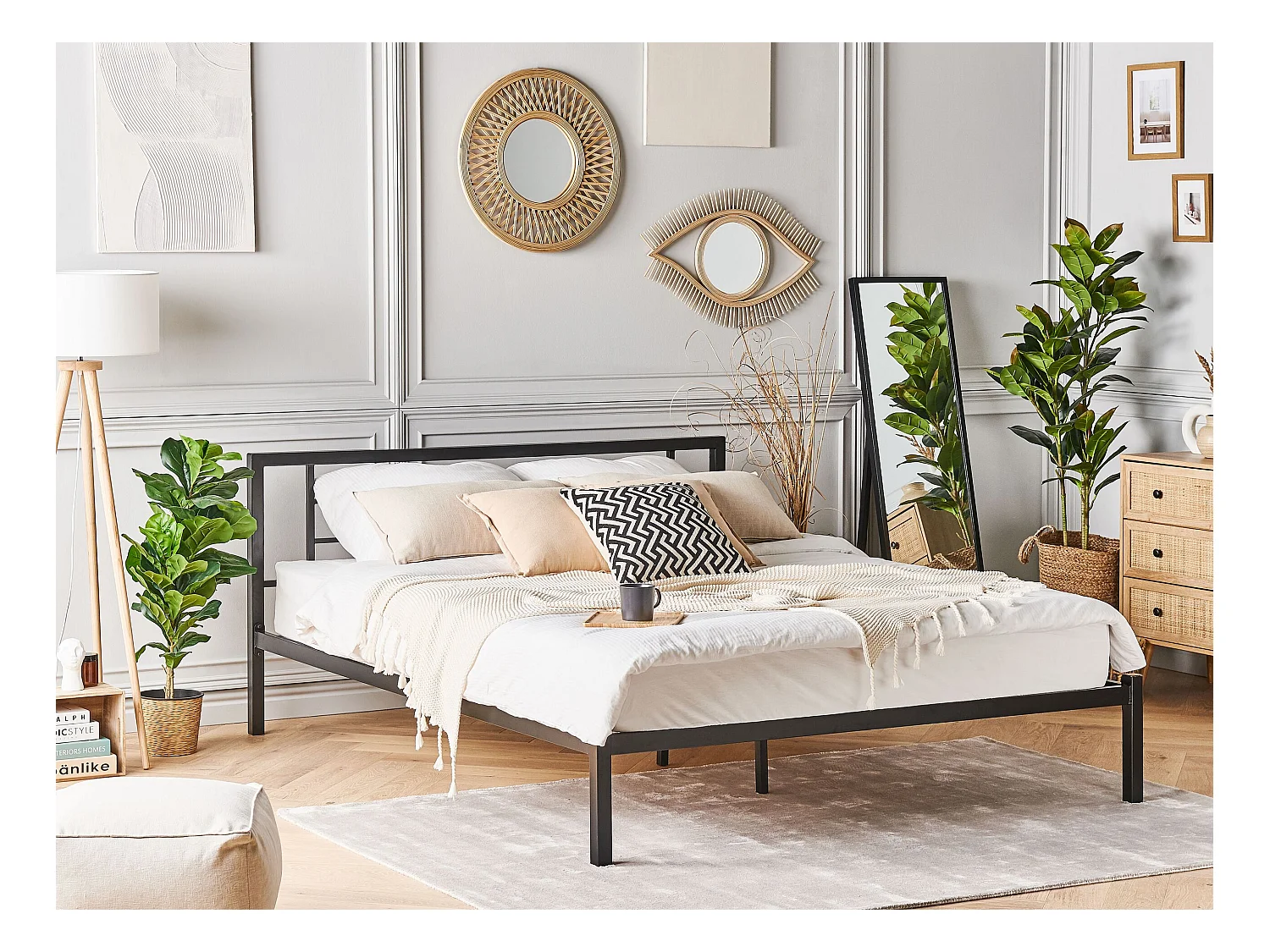 Lit avec sommier Métal CUSSET 140 x 200 cm Noir