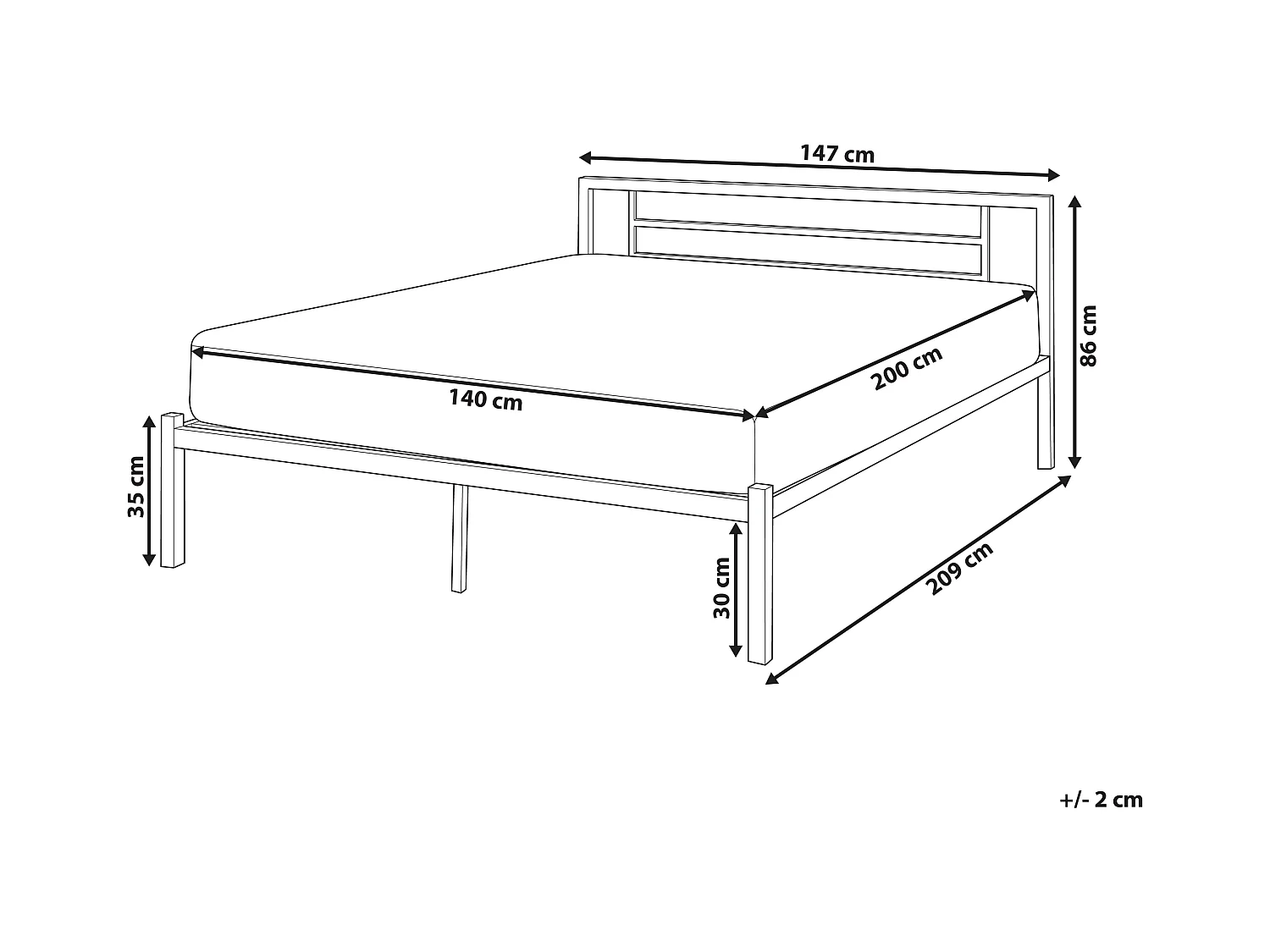 Lit avec sommier Métal CUSSET 140 x 200 cm Noir