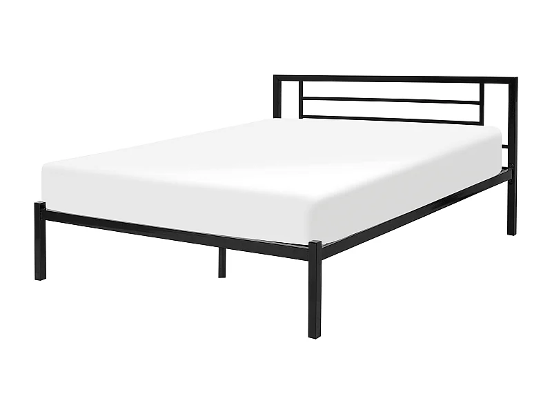 Schickes Metallbett schwarz elegantes Kopfteil Lattenrost 140x200 cm Cusset