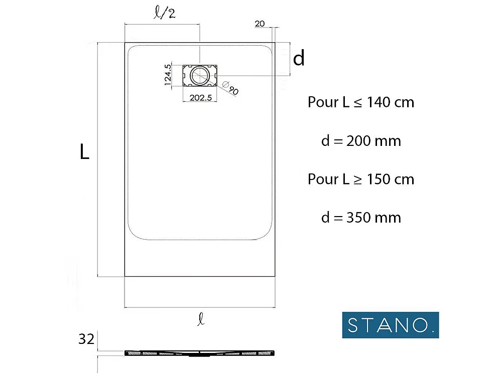 Kit Piatto doccia ultrasottile 90 x 140 cm PIATTO Grigio + Colonna doccia termostatica Finitura cromata