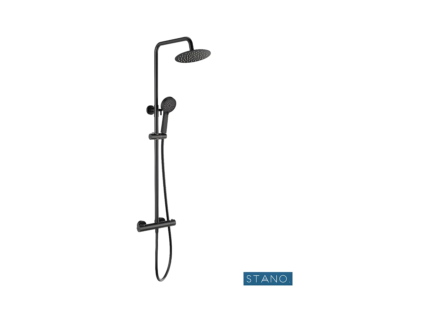 Kit Piatto doccia ultrasottile 90 x 170 cm PIATTO Grigio + Colonna doccia termostatica Finitura nera opaca