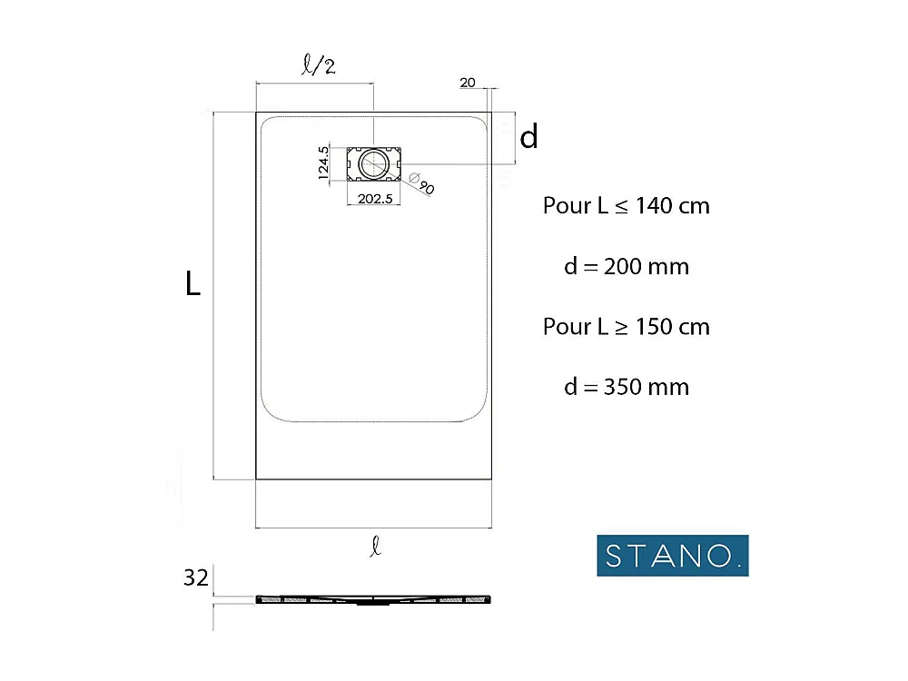 Kit Piatto doccia ultrasottile 90 x 120 cm PIATTO Grigio + Colonna doccia termostatica Finitura cromata