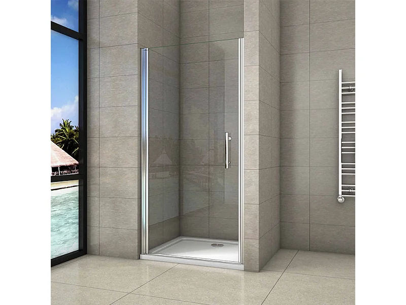 Porte de douche 80x180cm porte de douche pivotante en niche 5mm verre anticalcaire porte de douche hauteur 180 cm