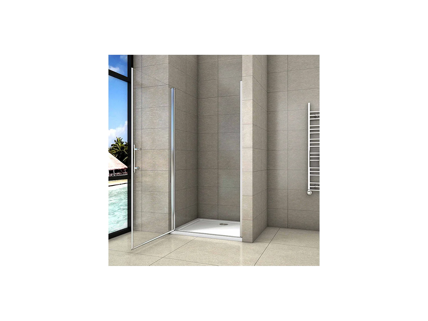 Porte de douche 80x180cm porte de douche pivotante en niche 5mm verre anticalcaire porte de douche hauteur 180 cm