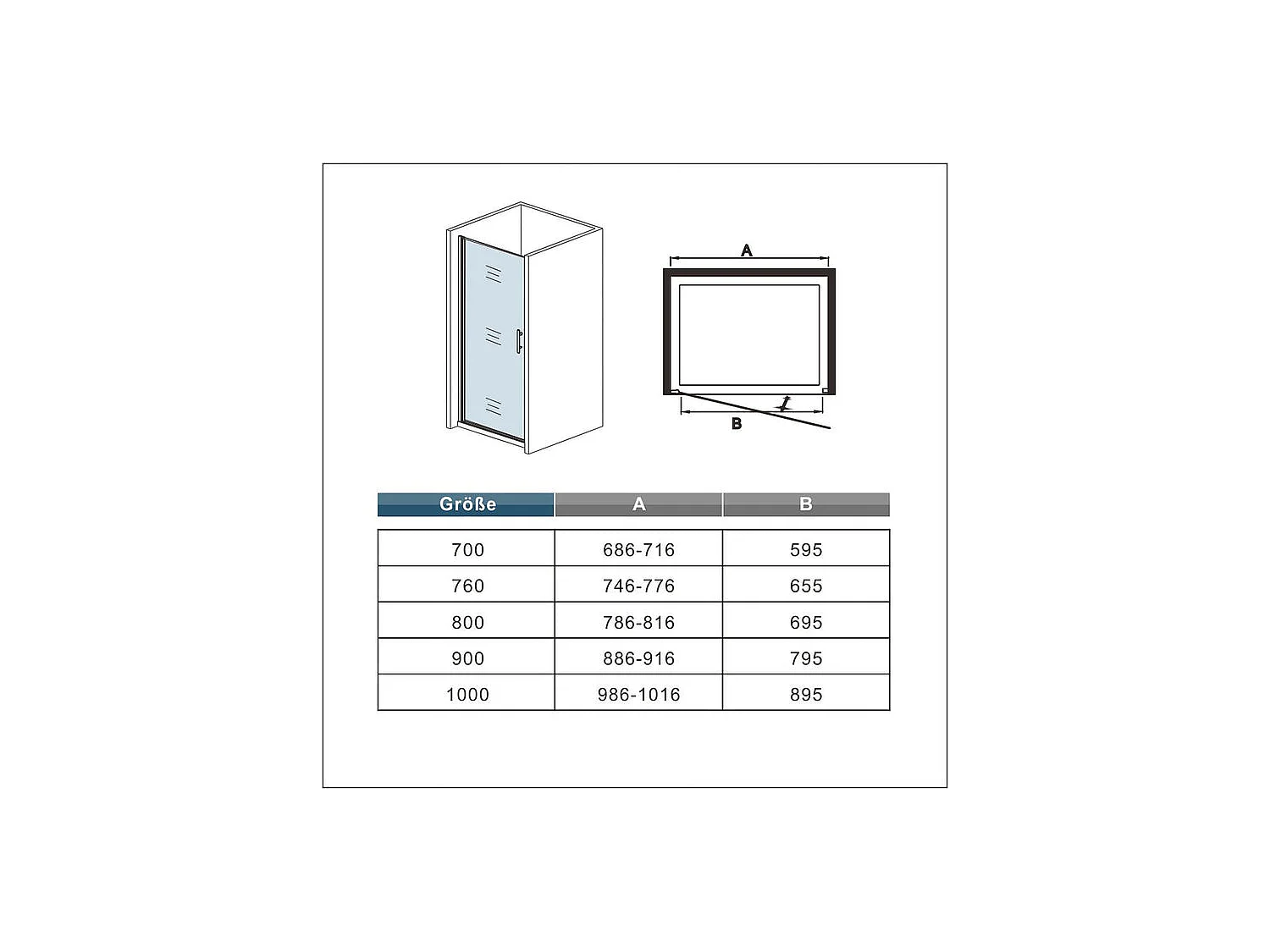 Porte de douche 80x180cm porte de douche pivotante en niche 5mm verre anticalcaire porte de douche hauteur 180 cm