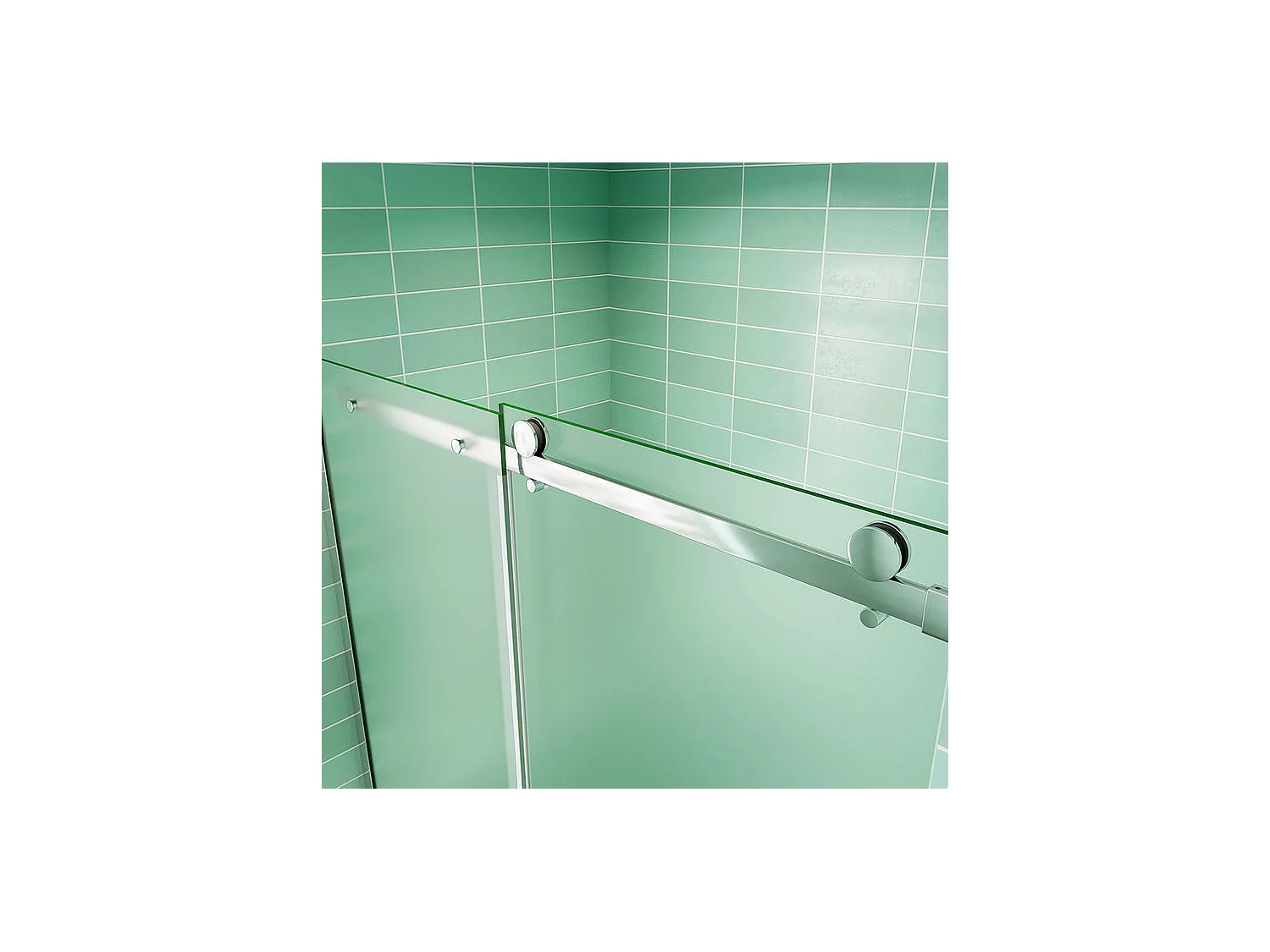 Schuifdeur douche 100x195cm gezandstraald glas links gemonteerd, douchedeur in 8mm antikalk glas
