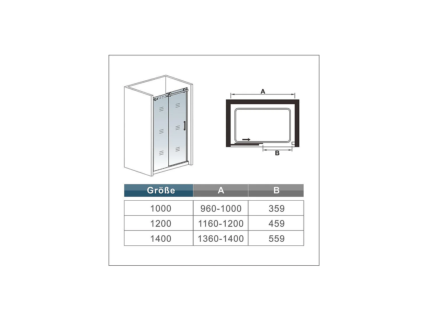 Schuifdeur douche 100x195cm gezandstraald glas links gemonteerd, douchedeur in 8mm antikalk glas