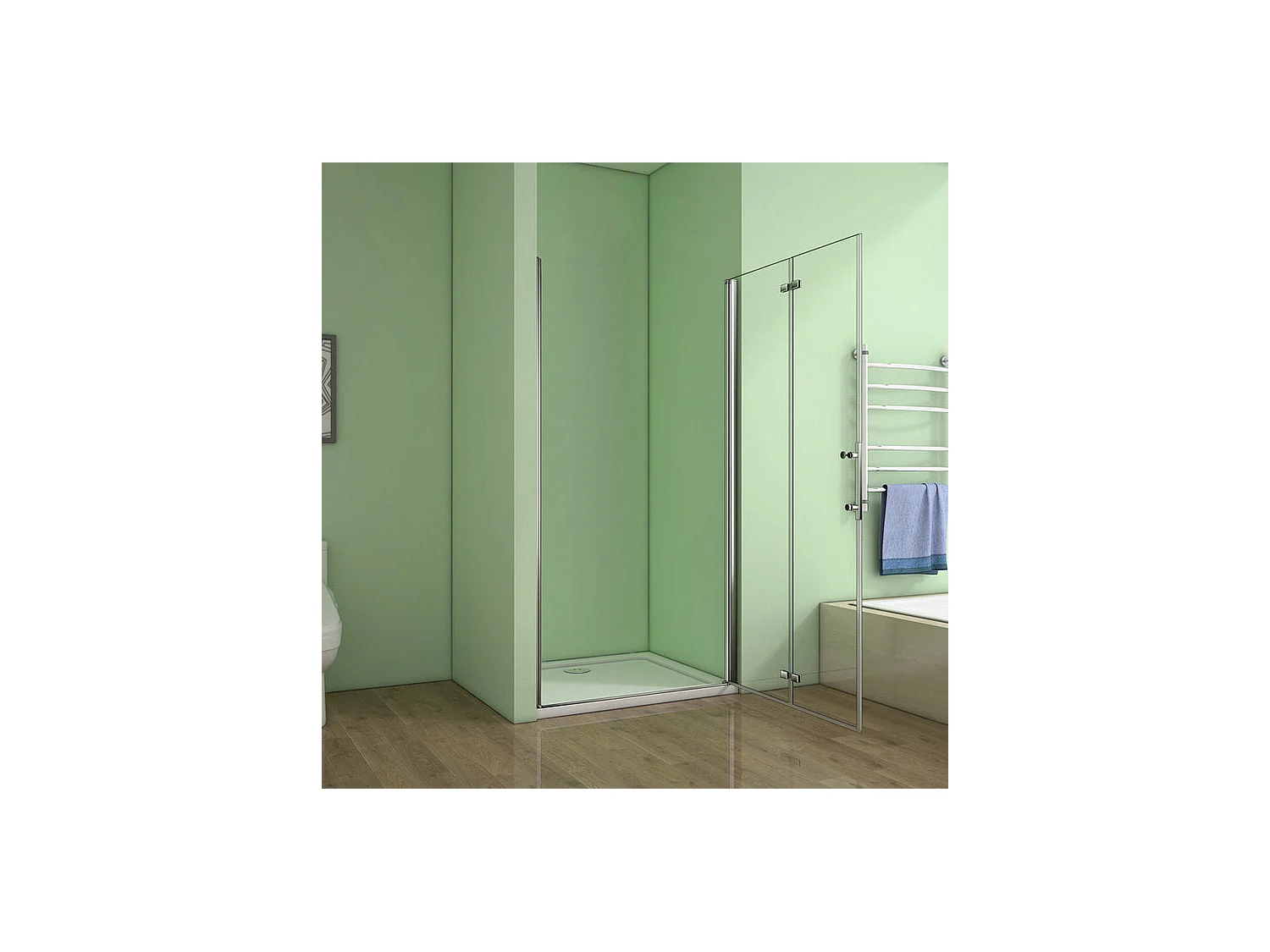 Porte de douche pivotante et pliante porte de douche 100x195cm en 6mm verre trempé anticalcaire