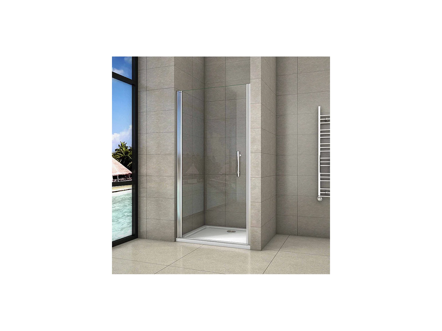 Porte de douche 100x180cm porte de douche pivotante en niche 5mm verre anticalcaire porte de douche hauteur 180 cm