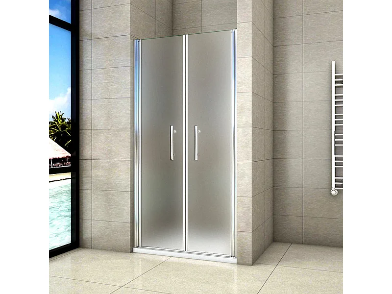 Porte de douche battante 120x185cm porte de douche en verre satiné avec anti-déflagrant et anticalcaire