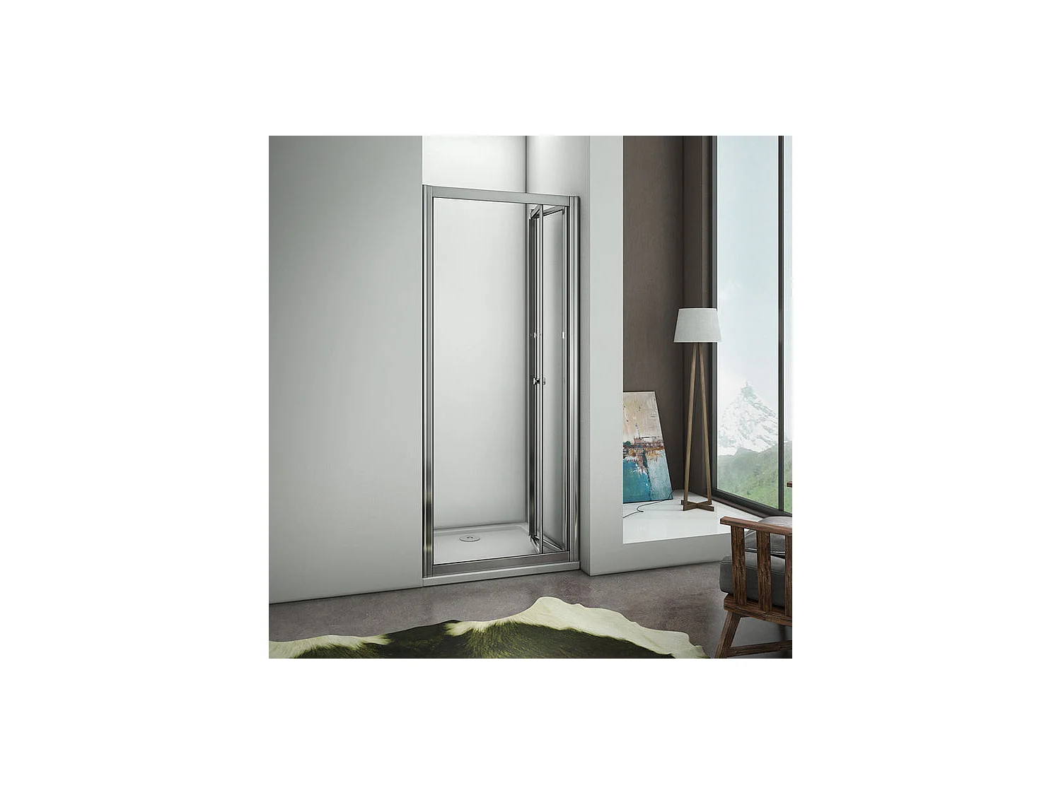 Douchedeur 100x185cm, transparant veiligheidsglas vouwbare douchedeur niche installatie