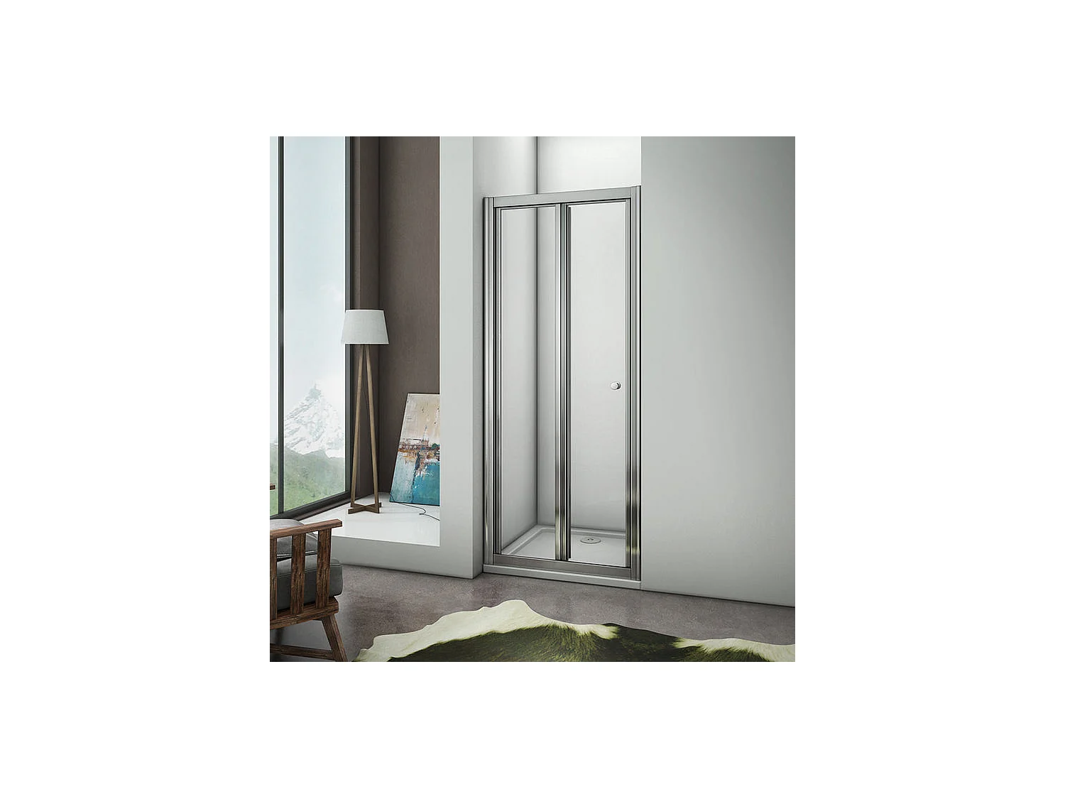 Porte de douche 100x185cm, porte de douche pliante en verre securit clair installation en niche