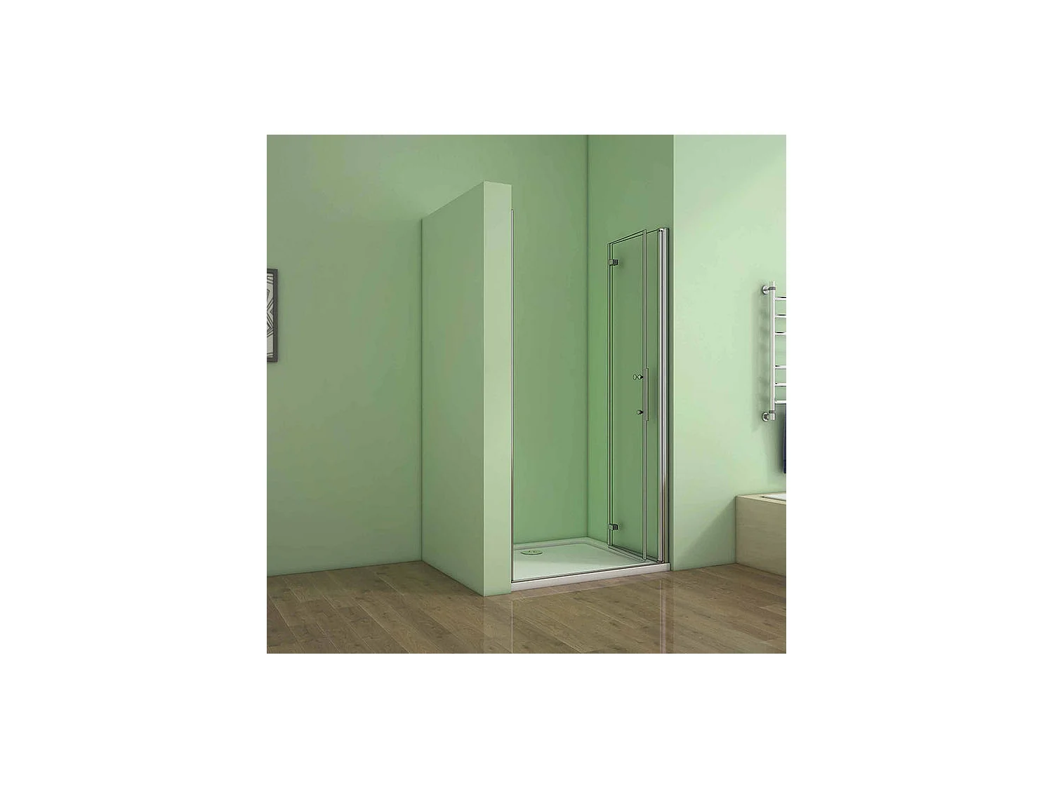 Porte de douche pivotante et pliante porte de douche 70x195cm en 6mm verre trempé anticalcaire