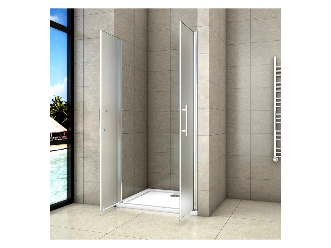 Porte de douche battante 110x185cm porte de douche en verre satiné avec anti-déflagrant et anticalcaire