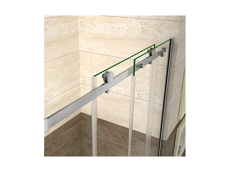 Porte de douche coulissante 100cm Hauteur 195cm en verre 8mm securit anticalcaire, porte de douche installée en niche