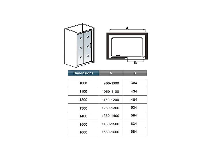 Porte de douche coulissante 100cm Hauteur 195cm en verre 8mm securit anticalcaire, porte de douche installée en niche