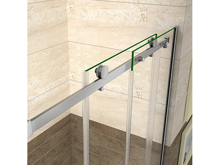 Porte de douche coulissante 100cm Hauteur 195cm en verre 8mm securit anticalcaire, porte de douche installée en niche
