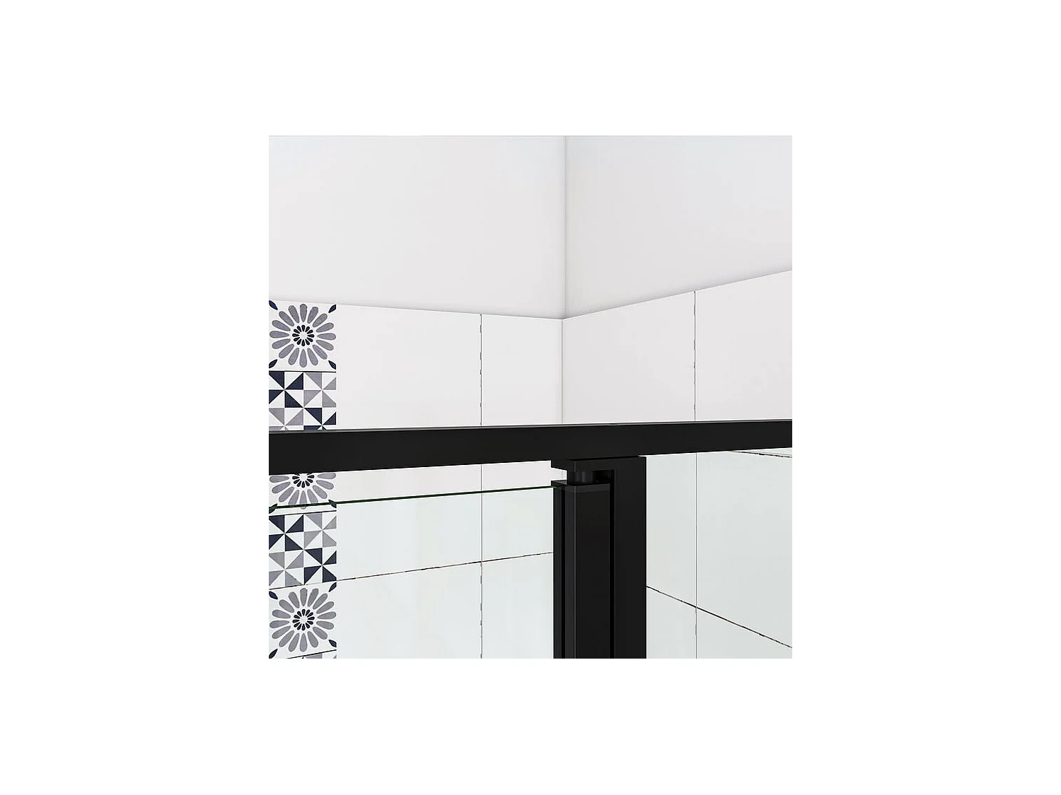 Porte de douche pivotante 140x185cm porte de douche noire en 6mm verre anticalcaire installation en niche