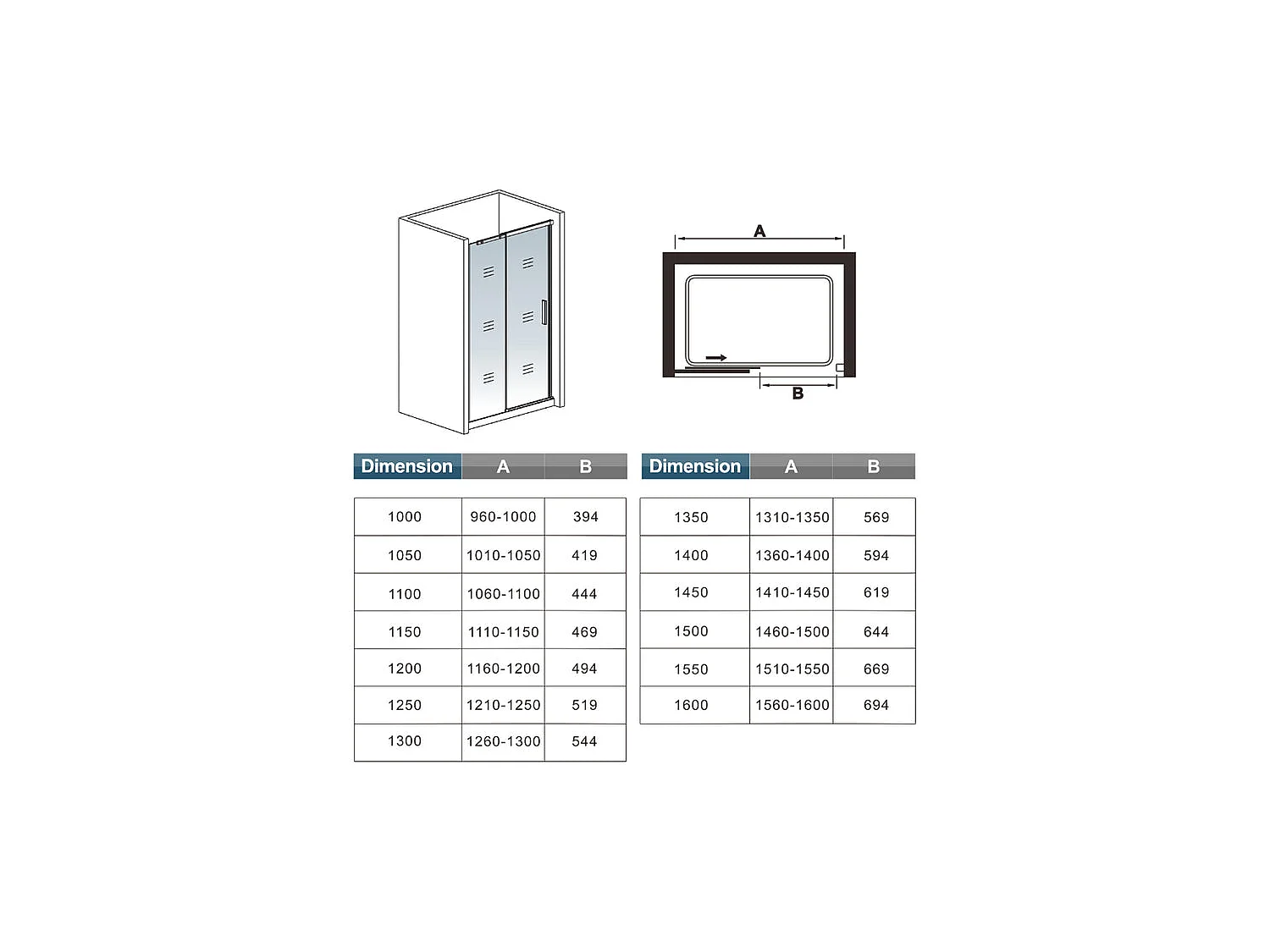 Porte de douche coulissante 120x195cm, porte de douche installée en niche, verre de sécurité anticalcaire 8mm, profilé chromé