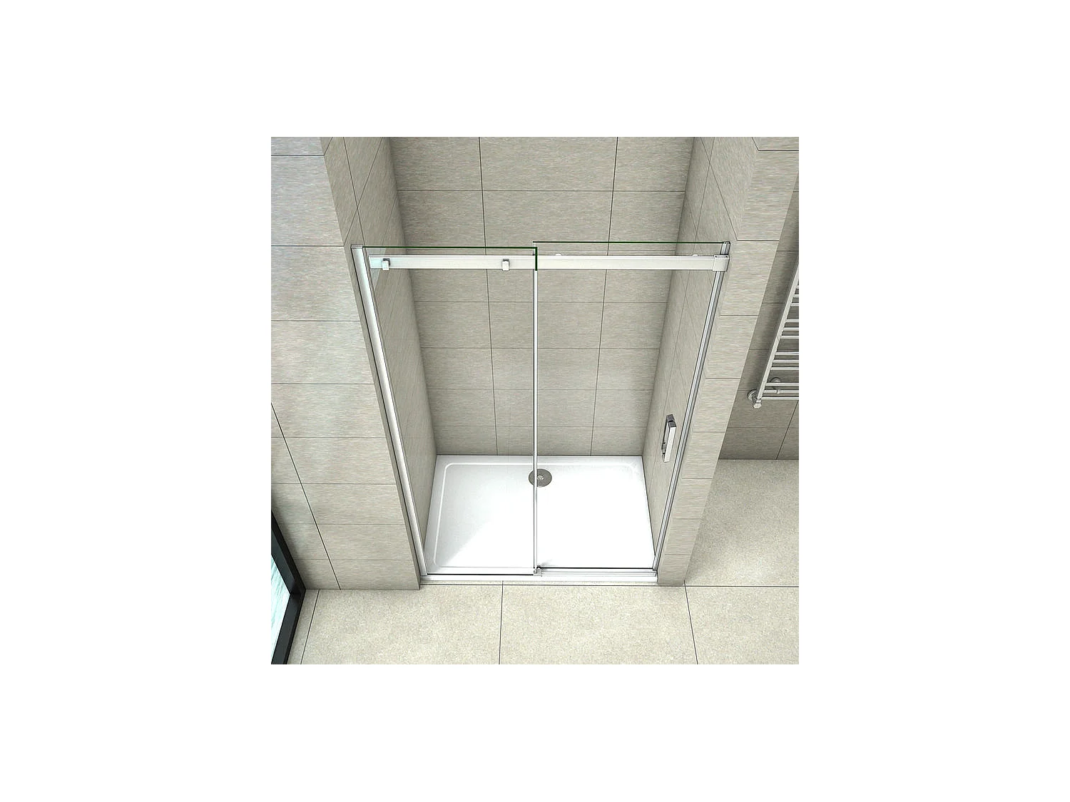 Porte de douche coulissante 130x195cm, porte de douche installée en niche, verre de sécurité anticalcaire 8mm, profilé chromé
