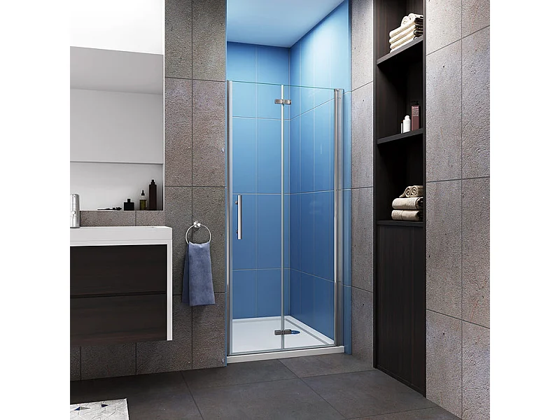Porte de douche pivotante et pliante porte de douche 120x185cm en 6mm verre trempé anticalcaire
