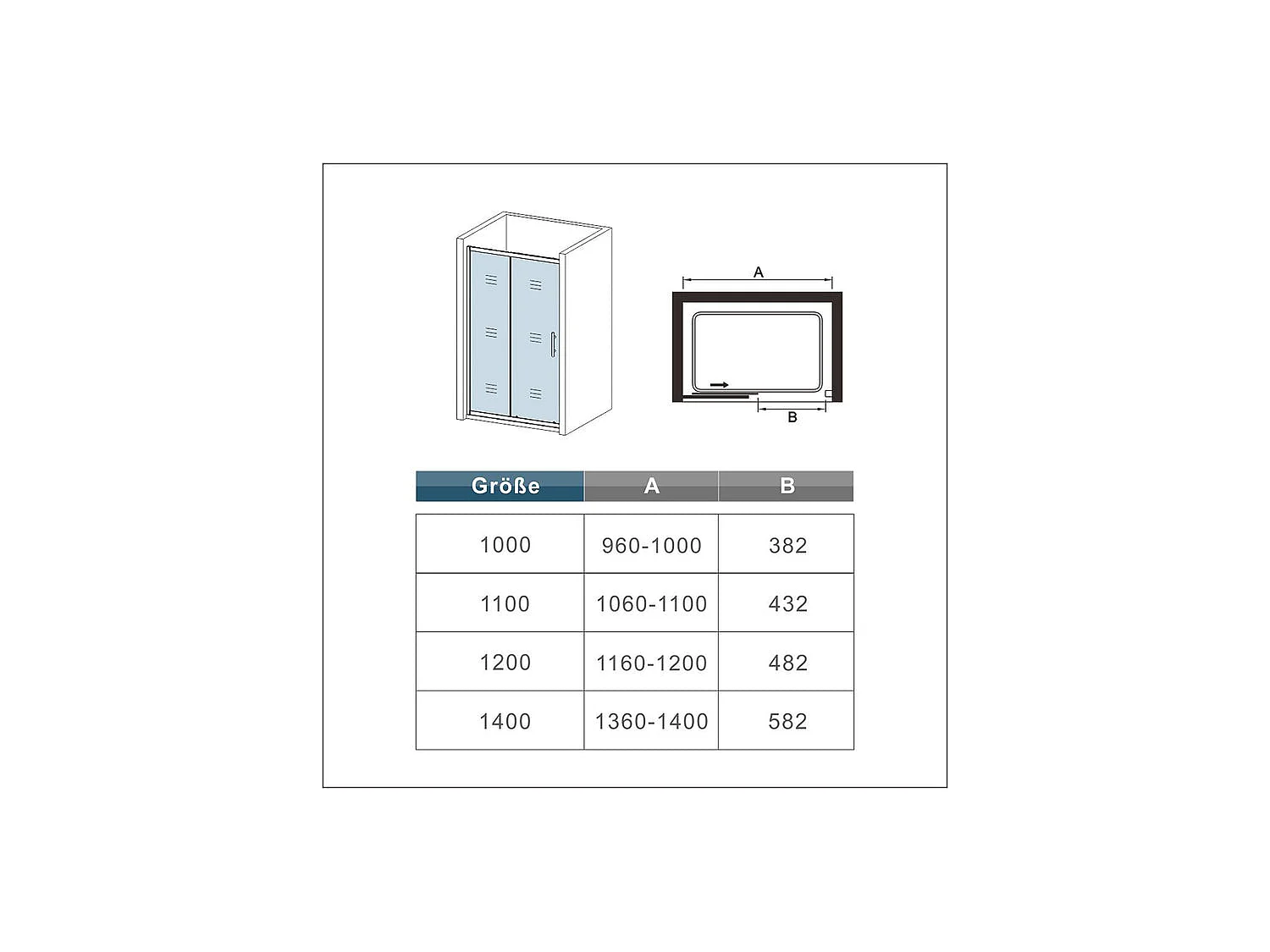 Schuifdouche deur 100x190cm wit profiel met veiligheidsglas
