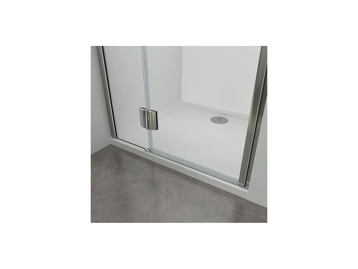 Porte de douche 100x190cm en 8mm verre anticalcaire, poignée en inox, porte de douche pivotante à charnière