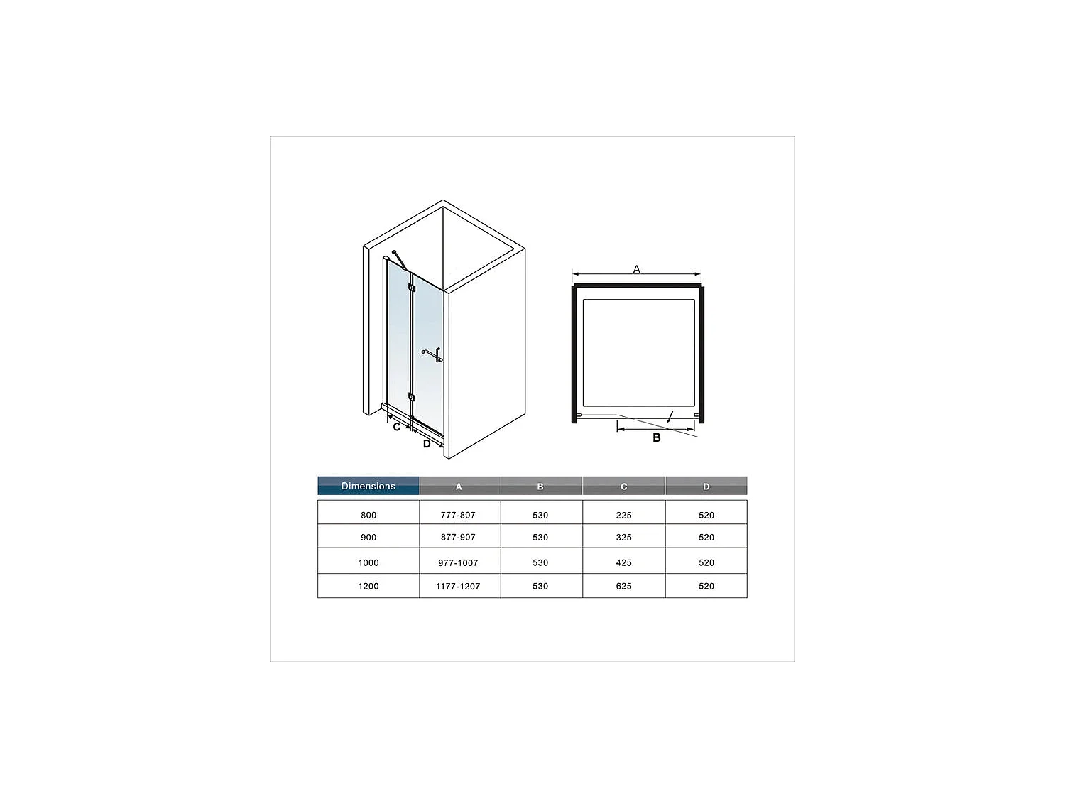 Porte de douche 100x190cm en 8mm verre anticalcaire, poignée en inox, porte de douche pivotante à charnière