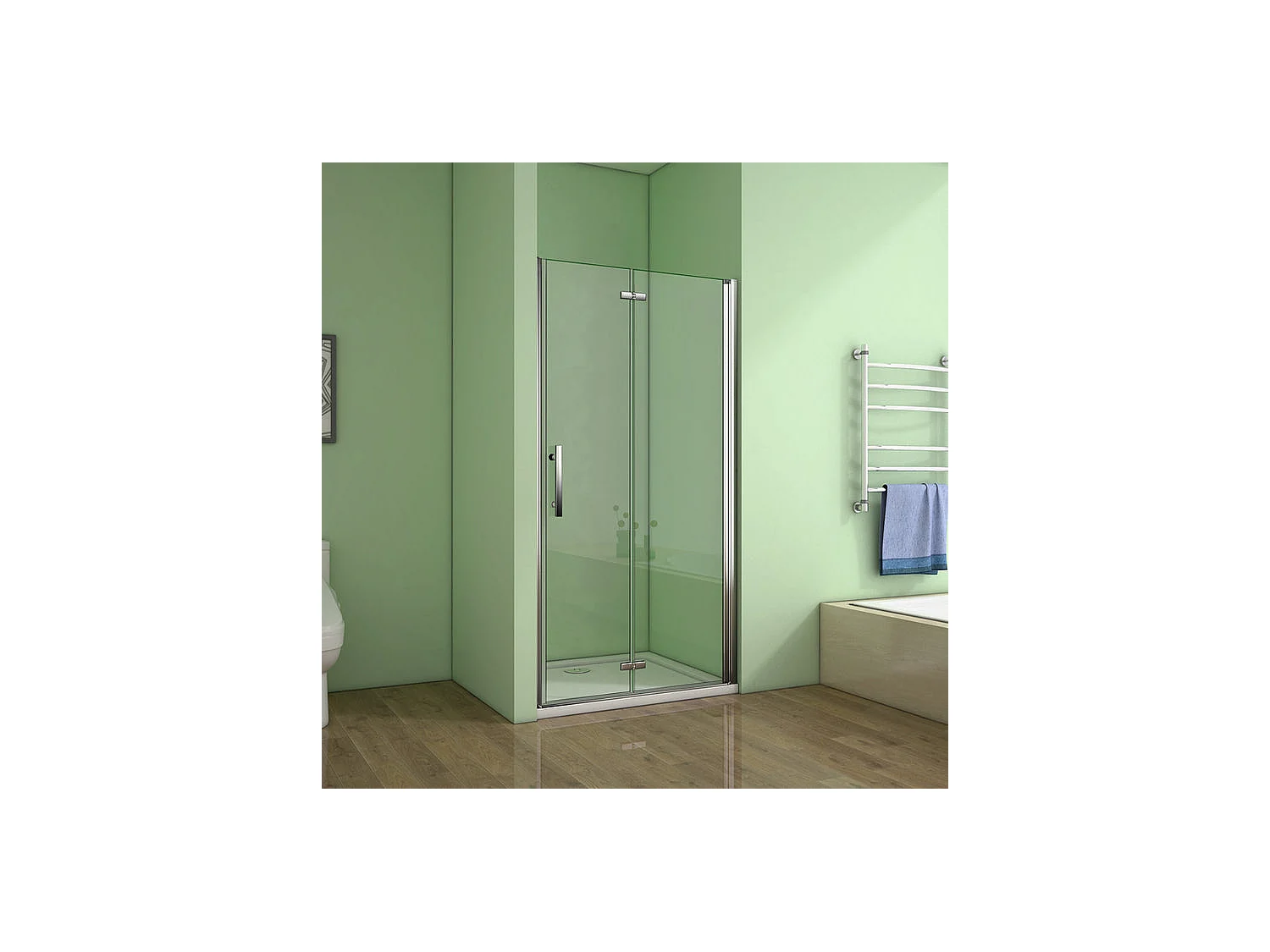 Porte de douche pivotante et pliante porte de douche 80x195cm en 6mm verre trempé anticalcaire