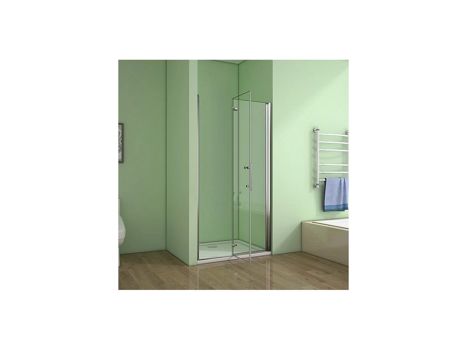 Porte de douche pivotante et pliante porte de douche 80x195cm en 6mm verre trempé anticalcaire