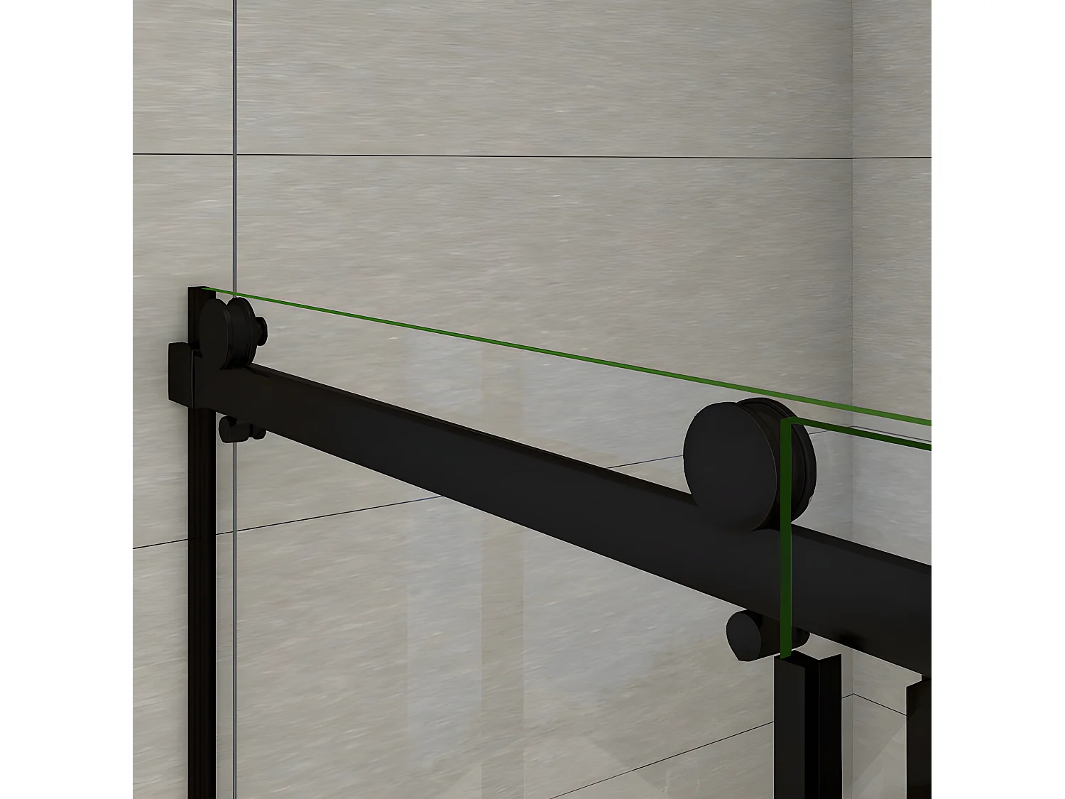 Porte de douche noire 140x200cm porte de douche coulissante en 8mm verre anticalcaire installation en niche