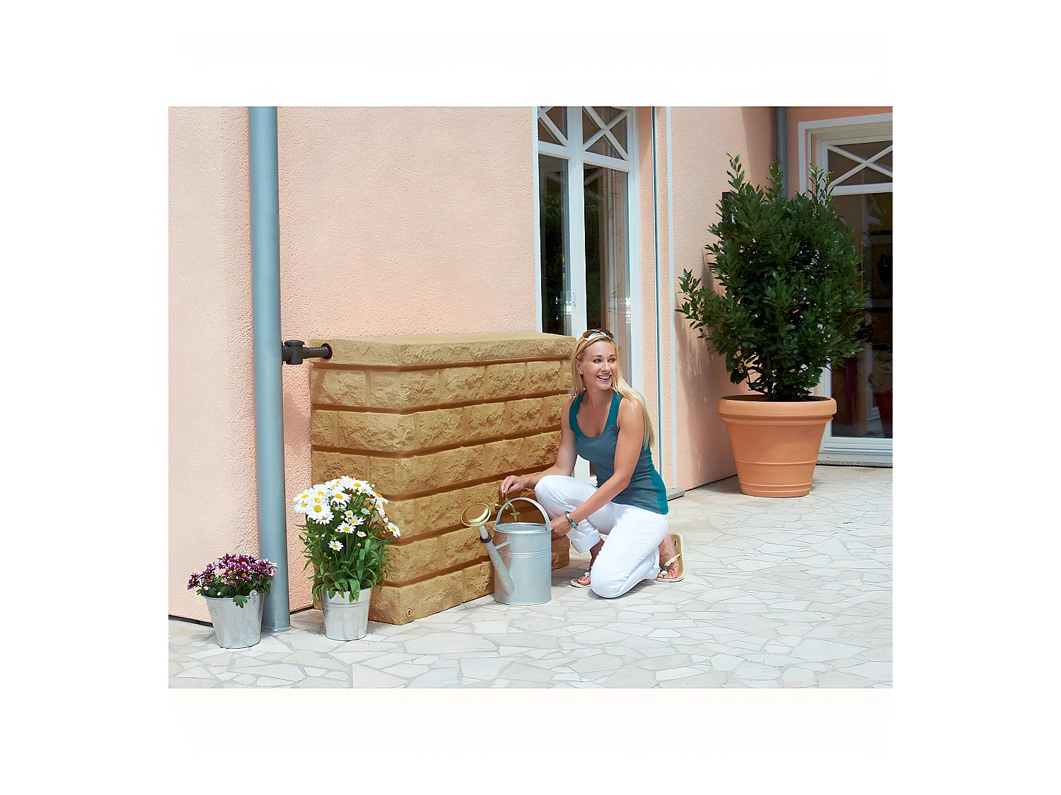 Récupérateur D'eau Aérien Apparence Pierre Rocky 400l