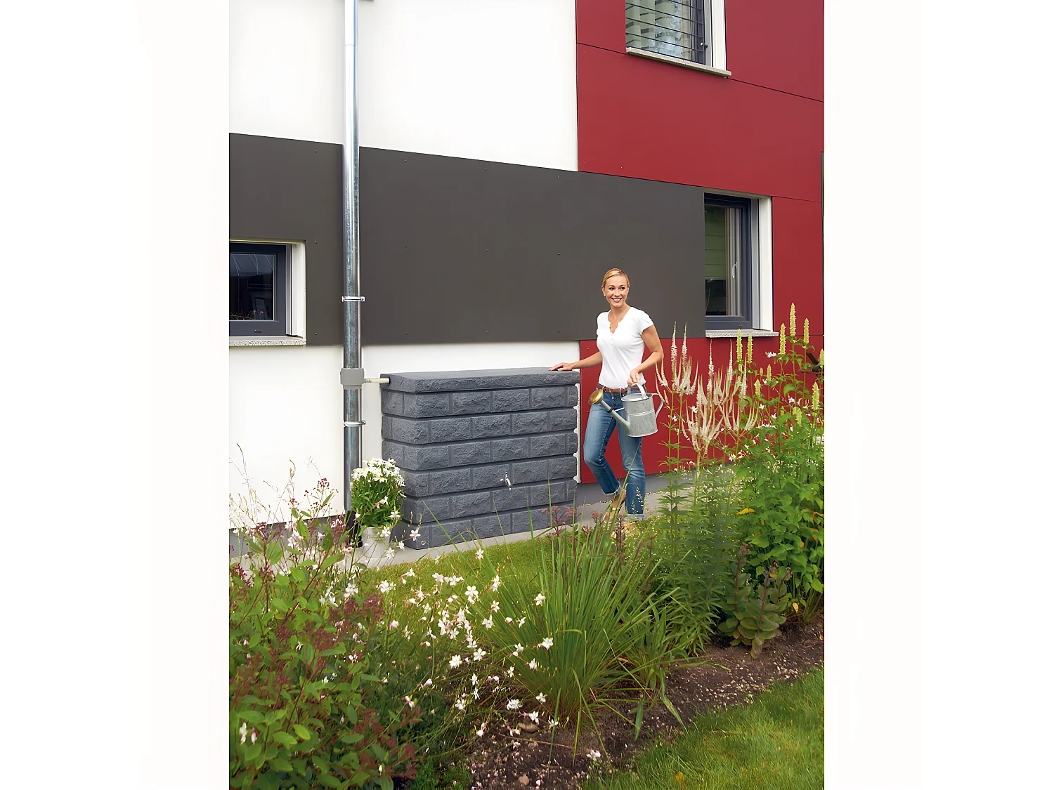 Récupérateur D'eau Aérien Apparence Pierre Rocky 400l