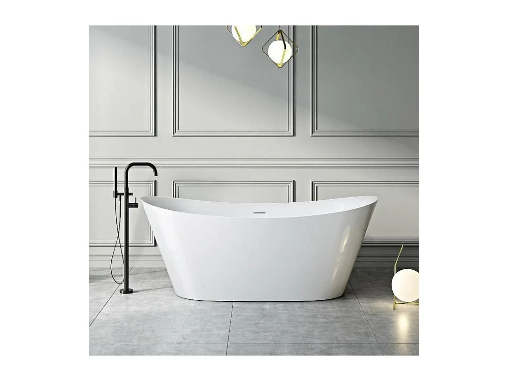 Baignoire îlot design ovale PALMA blanche 170 cm Brillant