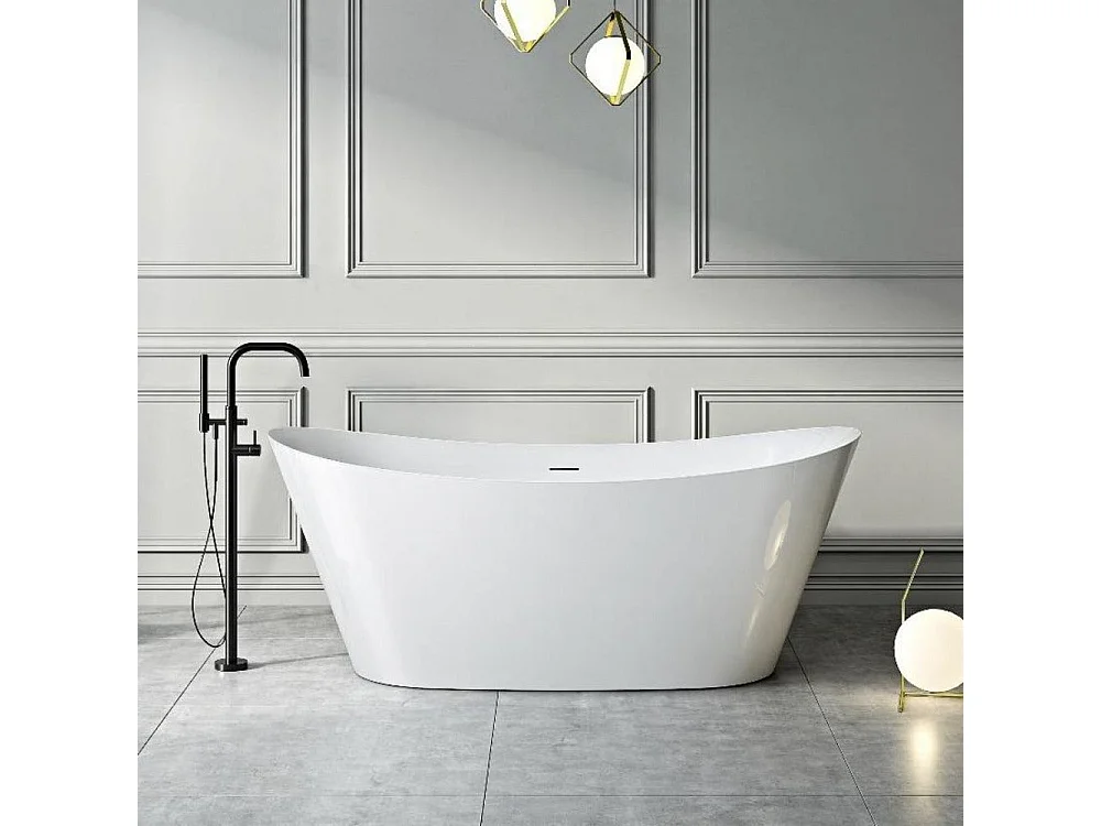 Baignoire îlot design ovale PALMA blanche 170 cm Brillant