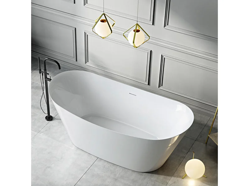 Baignoire îlot design ovale PALMA blanche 170 cm Brillant