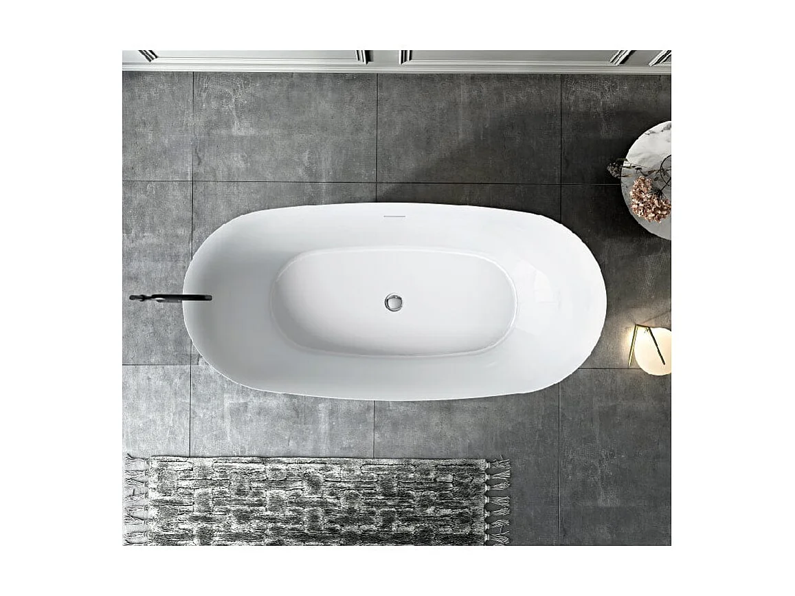 Baignoire îlot design ovale PALMA blanche 170 cm Brillant