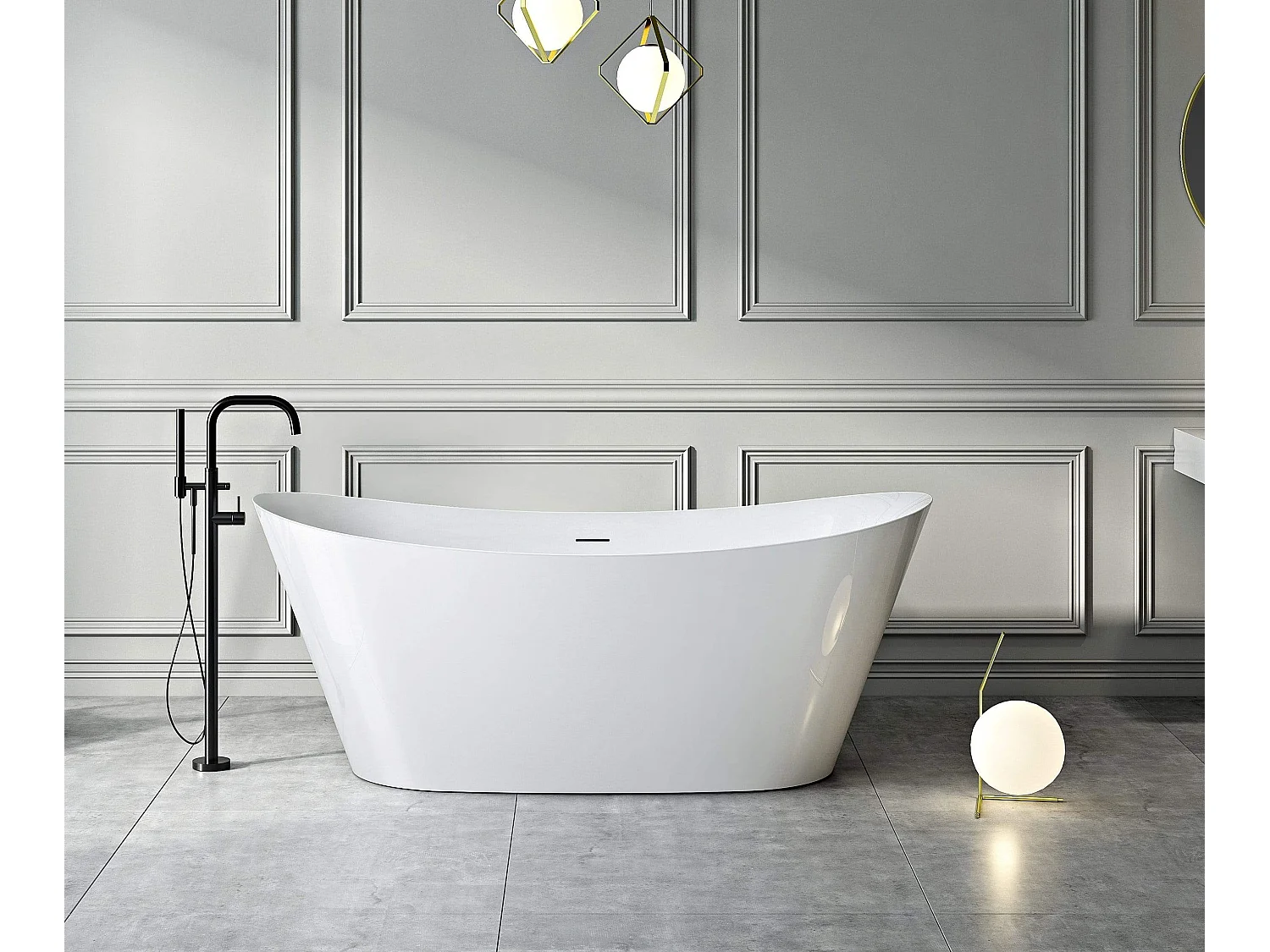 Baignoire îlot design ovale PALMA blanche 170 cm Brillant
