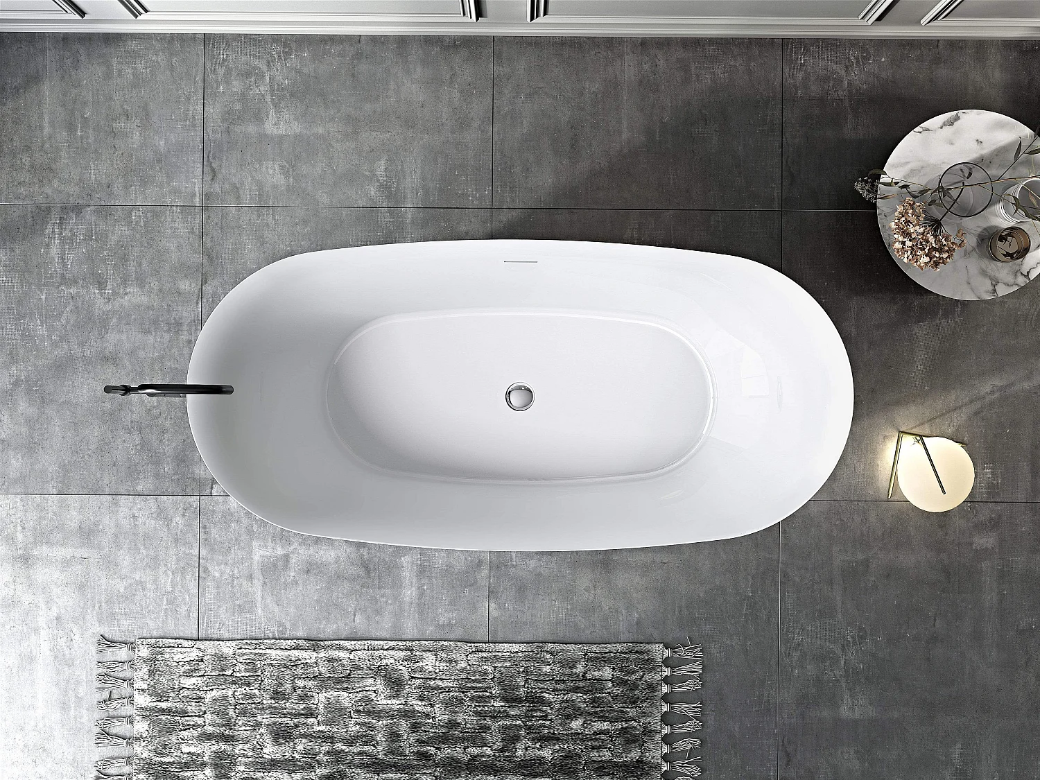 Baignoire îlot design ovale PALMA blanche 170 cm Brillant
