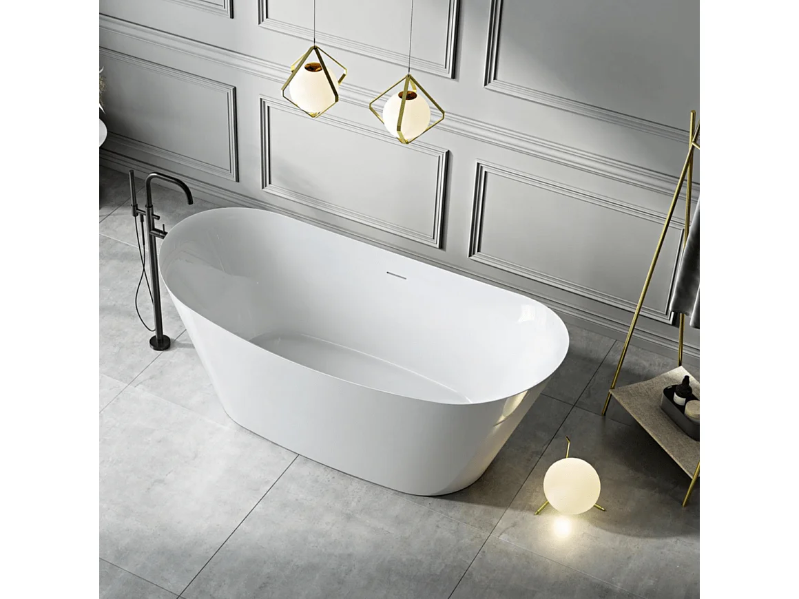 Baignoire îlot design ovale PALMA blanche 170 cm Brillant