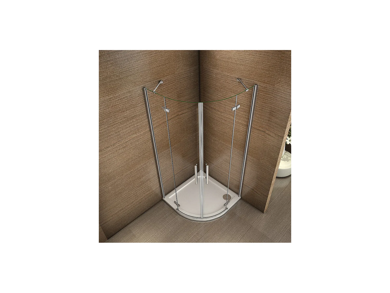 Cabine de douche battante 80x80x195cm 1/4 de cercle en verre anticalcaire, porte de douche pivotante à charnières