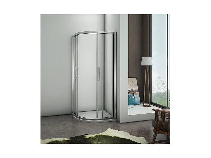 Cabine de douche coulissante 90x90x185cm cabine de douche 1/4 rond, 6mm verre de sécurité anticalcaire