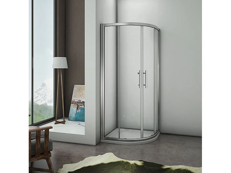 Cabine de douche coulissante 90x90x185cm cabine de douche 1/4 rond, 6mm verre de sécurité anticalcaire