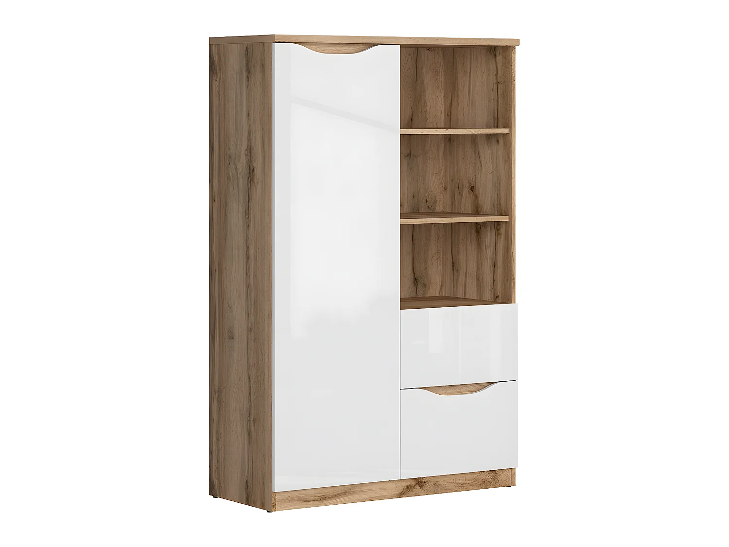 Petite armoire 1 porte 2 tiroirs June Blanc et Bois
